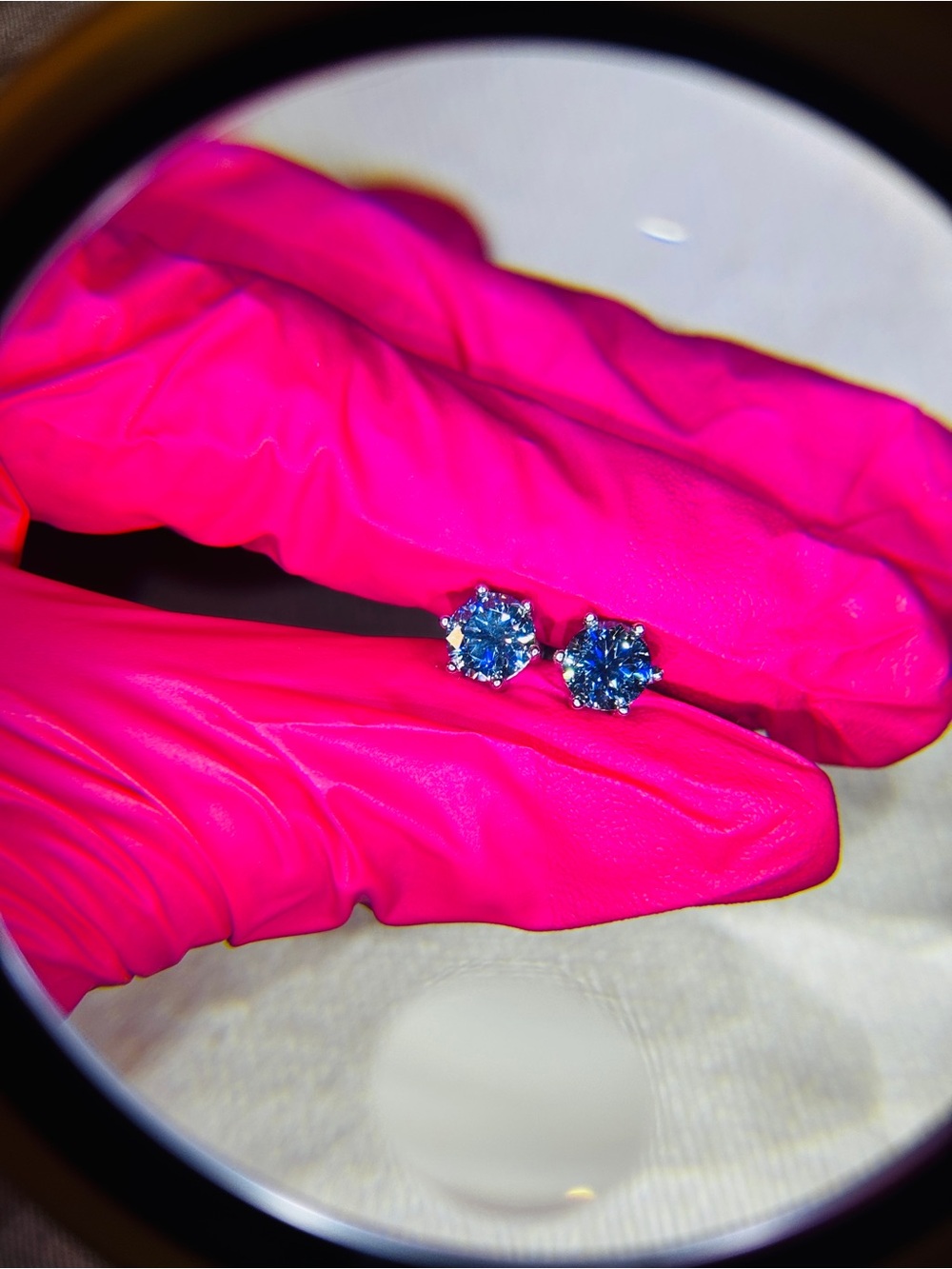 VVS Dark Blue Moissanite Solitaire Stud Earrings